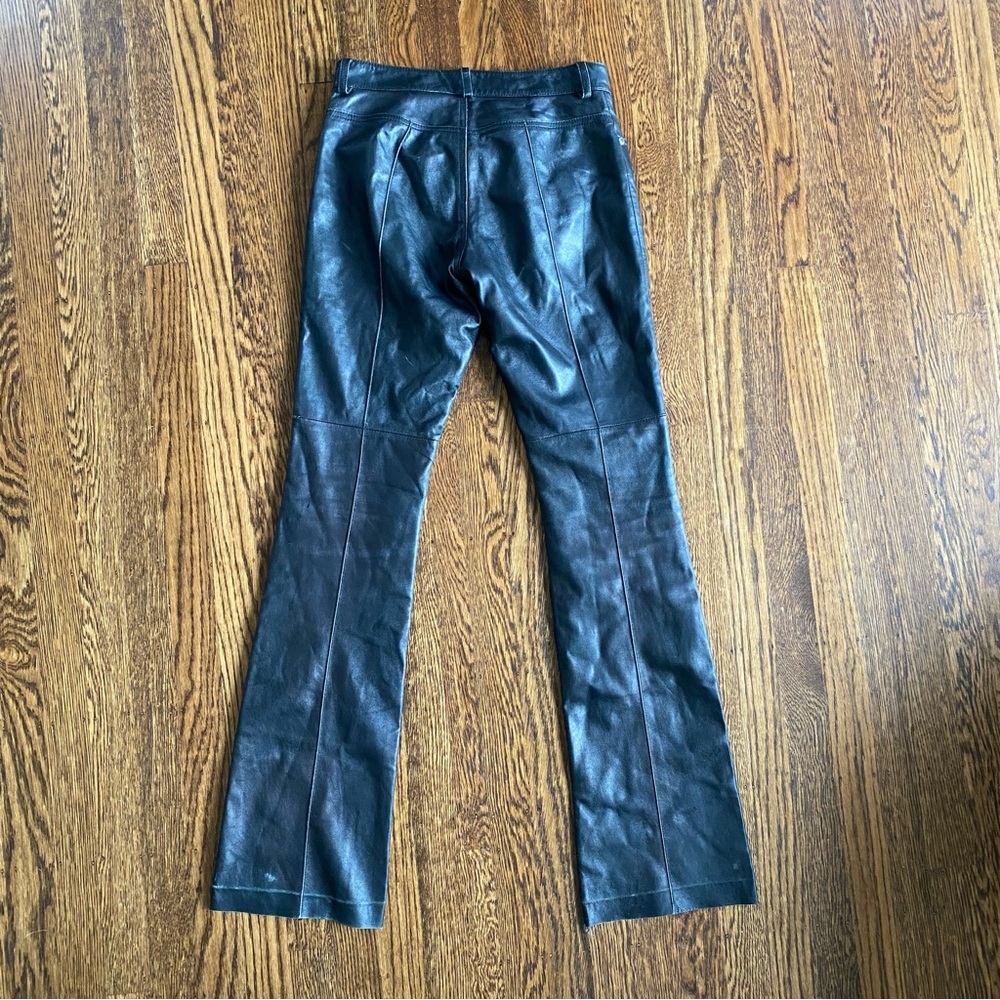 Bebe Vintage Black Genuine Leather Low Rise Pants - Picture 3 of 8